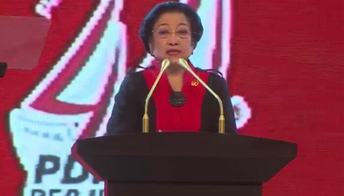 Ketua Umum PDIP, Megawati Soekarnoputri, menyampaikan pidato politik saat HUT PDIP. (pdiperjuangan.id)