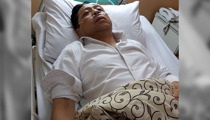 Foto kondisi Setya Novanto usai kecelakaan yang beredar di medsos.