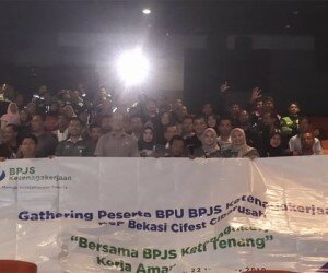 Peserta BPU Nobar dengan BPJS TK Cabang Bekasi Cikarang dan KCP Cifest Cibarusah.(ist)