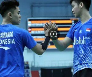 Ganda putra Leo Rolly Carnando/Daniel Marthin di Kejuaraan Dunia Junior Bulu Tangkis 2019. (PBSI)