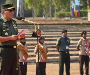 Mayjen TNI George Elnadus Supit menyampaikan amanat Panglima TNI di “Perkemahan Pramuka Bakti Nasional Tahun 2019” .(ist)