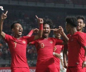 Bagus Kahfi dan rekan-rekannya di Timnas Indonesia U-19 merayakan kemenangan atas China U-19. (instagram official pssi)