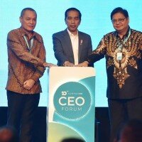 Presiden Jokowi saat Pembukaan Kompas100 CEO Forum Tahun 2019 di Jakarta.(ist)