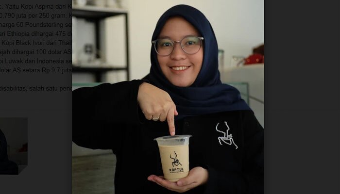 Puteri, barista disabilitas, salah satu pendiri Kopi Tuli. (ist) :