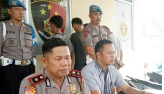 4 Begal yang ditangkap petugas Polres Pringsewu.(koesma)