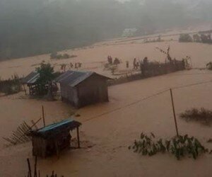 Kondisi perkampungan di wilayah Citorek terendam banjir pasca hujan deras, Jumat (6/12/2019). (ist)