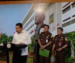 Jaksa Agung ST Burhanudin Jumpa Pers di Kejagung, Jakarta, terkait Kasus Korupsi Asuransi Plat Merah Jiwasraya (Persero) Rugikan Negara Rp 13,7 Trilliun.(adji)