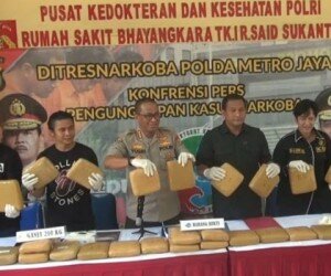 Pengungkapan kasus penyelundupan ganja 210 kilogram. (Ifand)