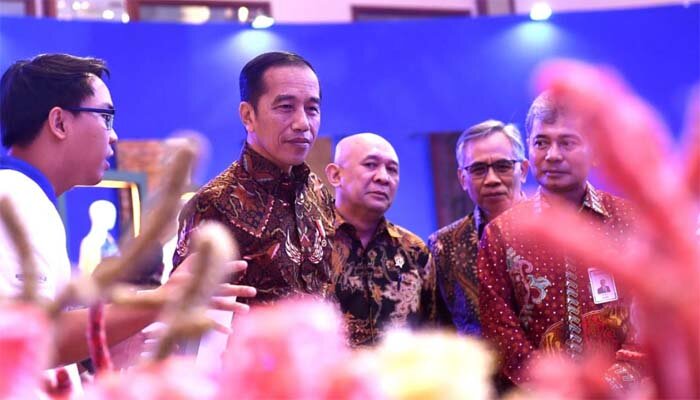 Presiden Jokowi saat membuka perhelatan UMKM Export BRIlianpreuneur tahun 2019 yang diselenggarakan di JCC Jakarta, Jumat (20/12). (ist)