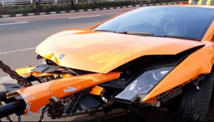 Lamborghini milik pelaku penodongan pelajar ternaya plat mobilnya palsu.(ist)