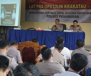 Polres Pesawaran melaksanakan lat Pra Ops lilin Krakatau 2019 di Aula Sanika Satyawada.(ist)