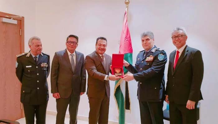 Delegasi Polri saat bertemu delegasi Kepolisian Palestina untuk kerjasama pengembangan kapasitas. (Ist)